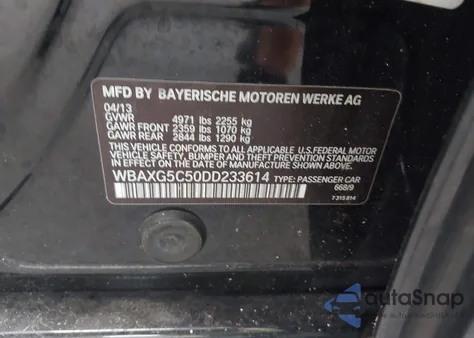 2013 BMW 528I I z USA, uszkodzony, nr VIN WBAXG5C50DD233614